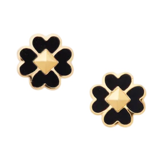 kate spade Jewelry - KATE SPADE • Black Spades & Studs Enamel Logo Earrings